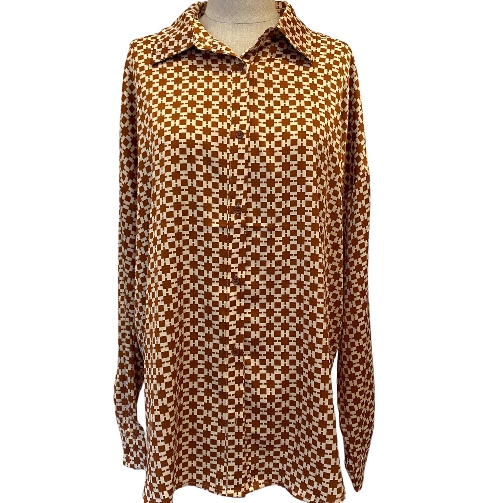 Button Front Carmel Blouse Small